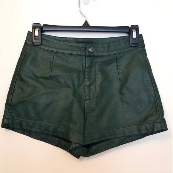 Forever 21 Pants - Forever 21 Olive Green Faux Leather Shorts